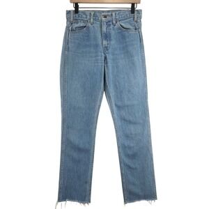 Vintage Levi‎ Strauss 606 ORANGE TAB Womens Denim Jeans Light Wash Frayed hem